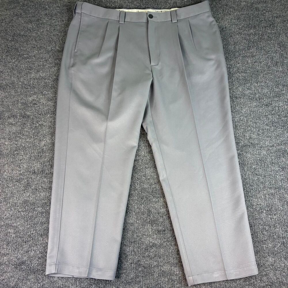 Oak Hill DXL Men’s Dress Pants Gray Size 44x28 Pleated Big & Tall Trousers